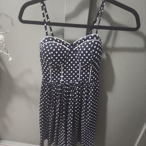 Navy dress with white polka-dots